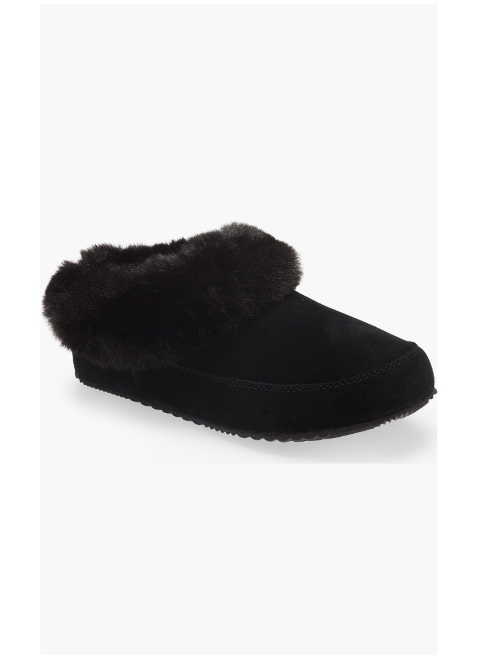 Sorel Go Coffee Run Faux Fur Slippers Black Sea Salt Leather Women’s Size 5